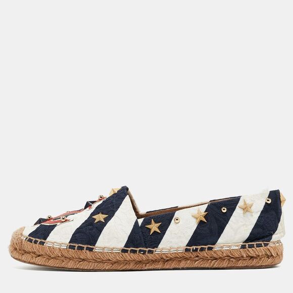 Dolce & Gabbana Blue/white Canvas Espadrille Flats Size 40